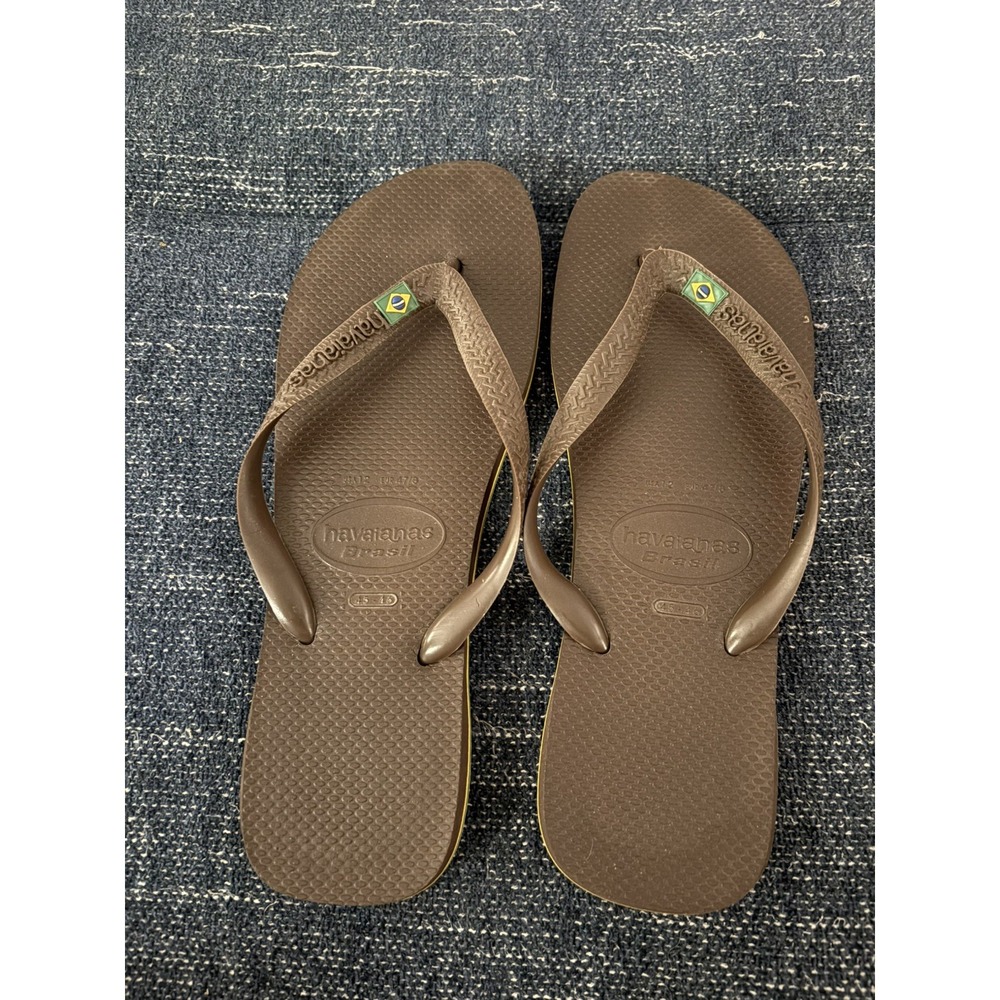 Havaianas Top Brazil Flip Flops Mens EUR 45/46 Brown Rubber Thong Sandals